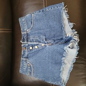 H&M High Waisted Dark Blue Jean Shorts